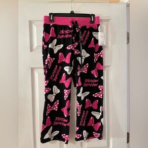 Disney Minnie Mouse Womens Pajama Bottoms - Pink and White Sz Medium NWT